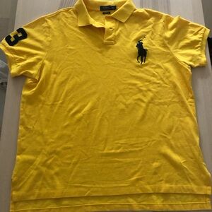 Polo Ralph Lauren big pony yellow polo shirt with blue logos